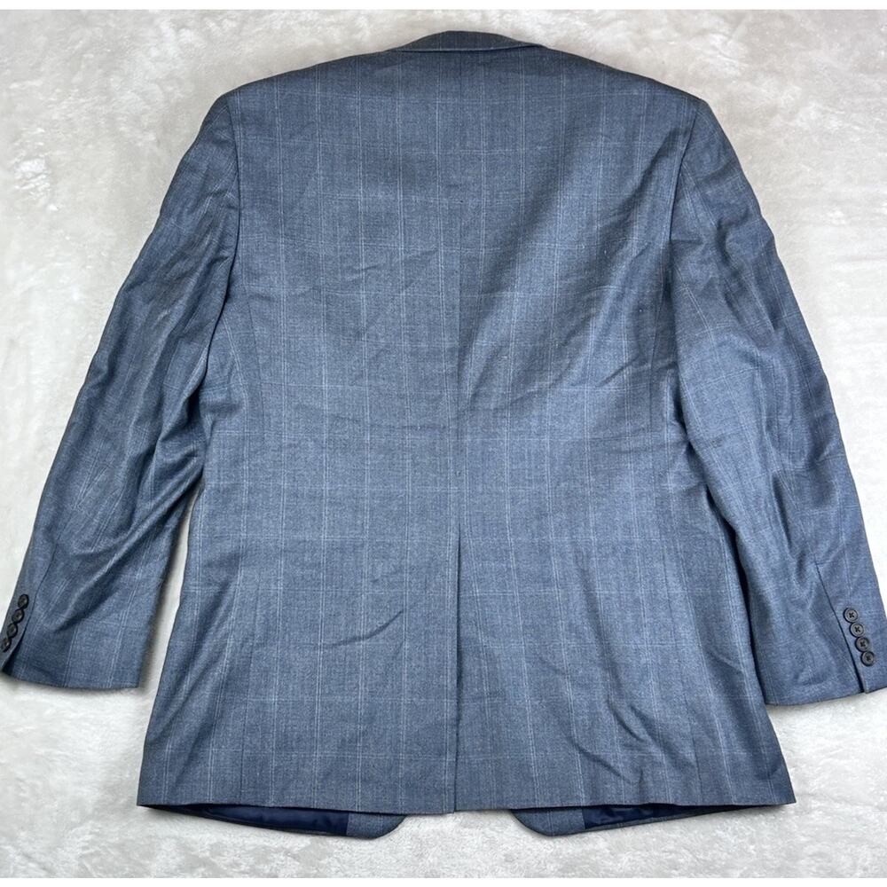 Lauren Ralph Lauren Jacket Mens 44 L Blue Plaid Silk Wool Blazer Pockets Formal - Picture 2 of 9